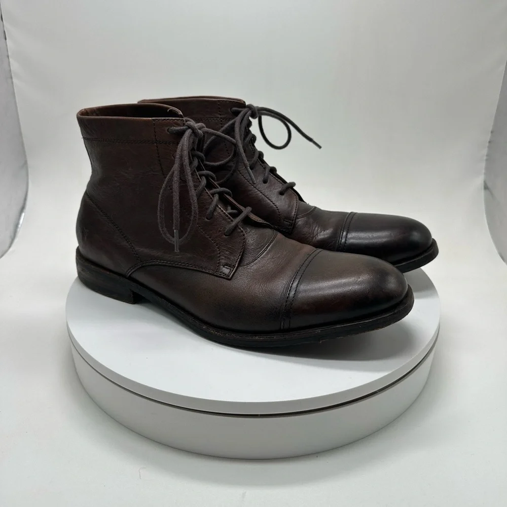 Frye | Sam Mid Lace Up Boots in Brown Leather